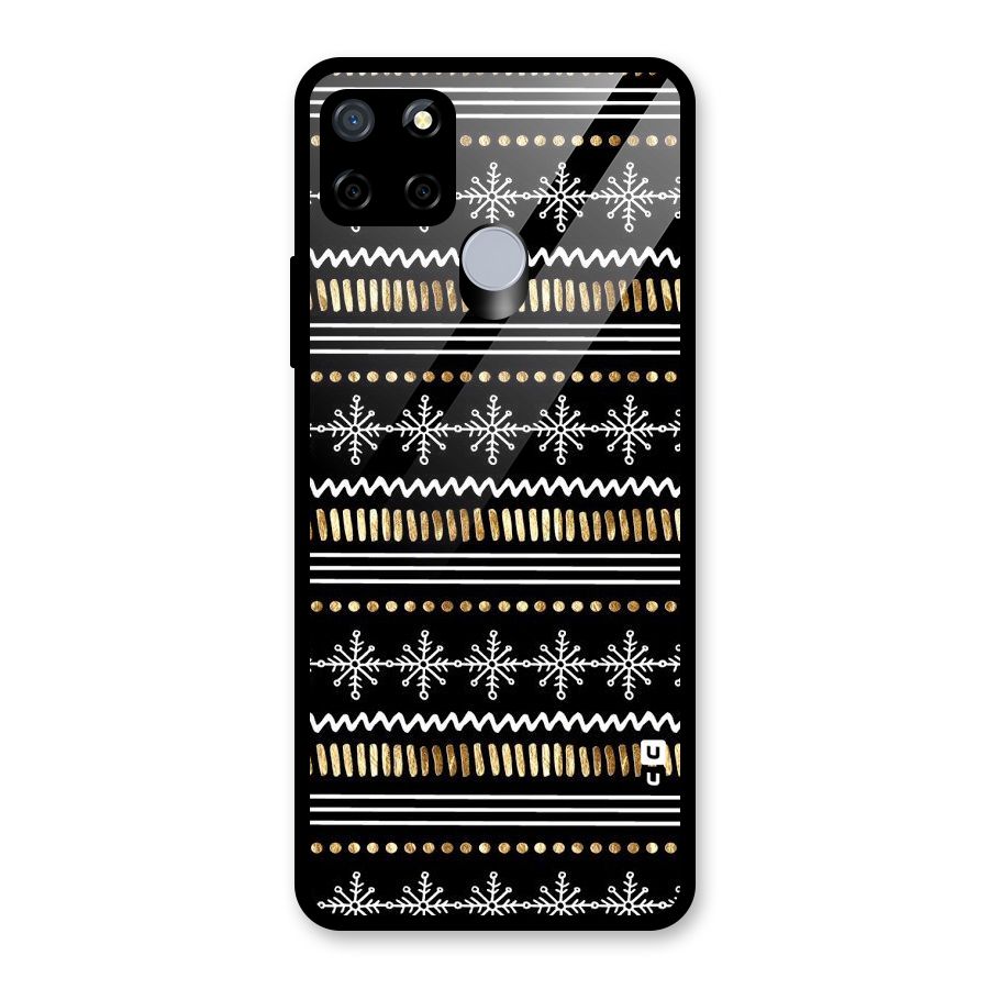 Snowflakes Gold Glass Back Case for Realme C12