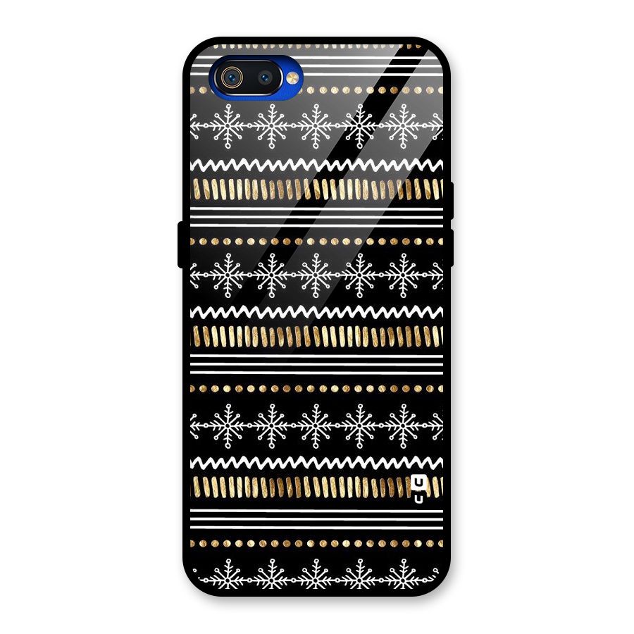 Snowflakes Gold Glass Back Case for Realme C2