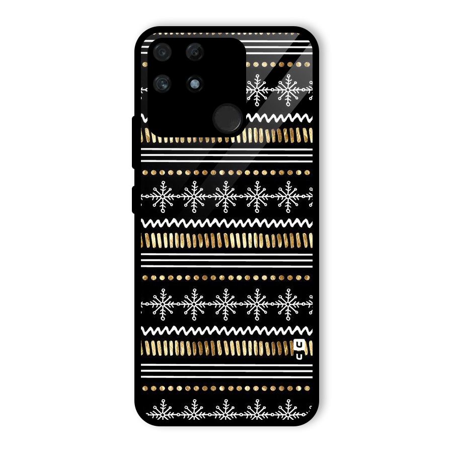 Snowflakes Gold Glass Back Case for Realme Narzo 50A