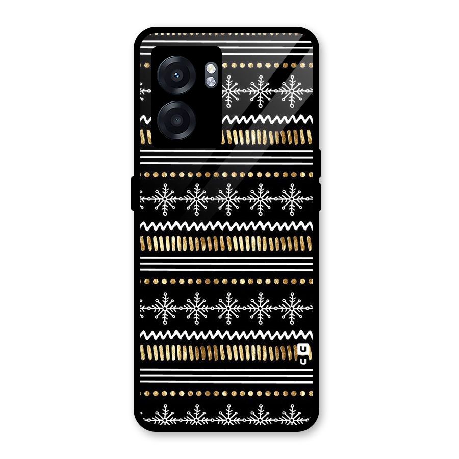Snowflakes Gold Glass Back Case for Realme Narzo 50 5G