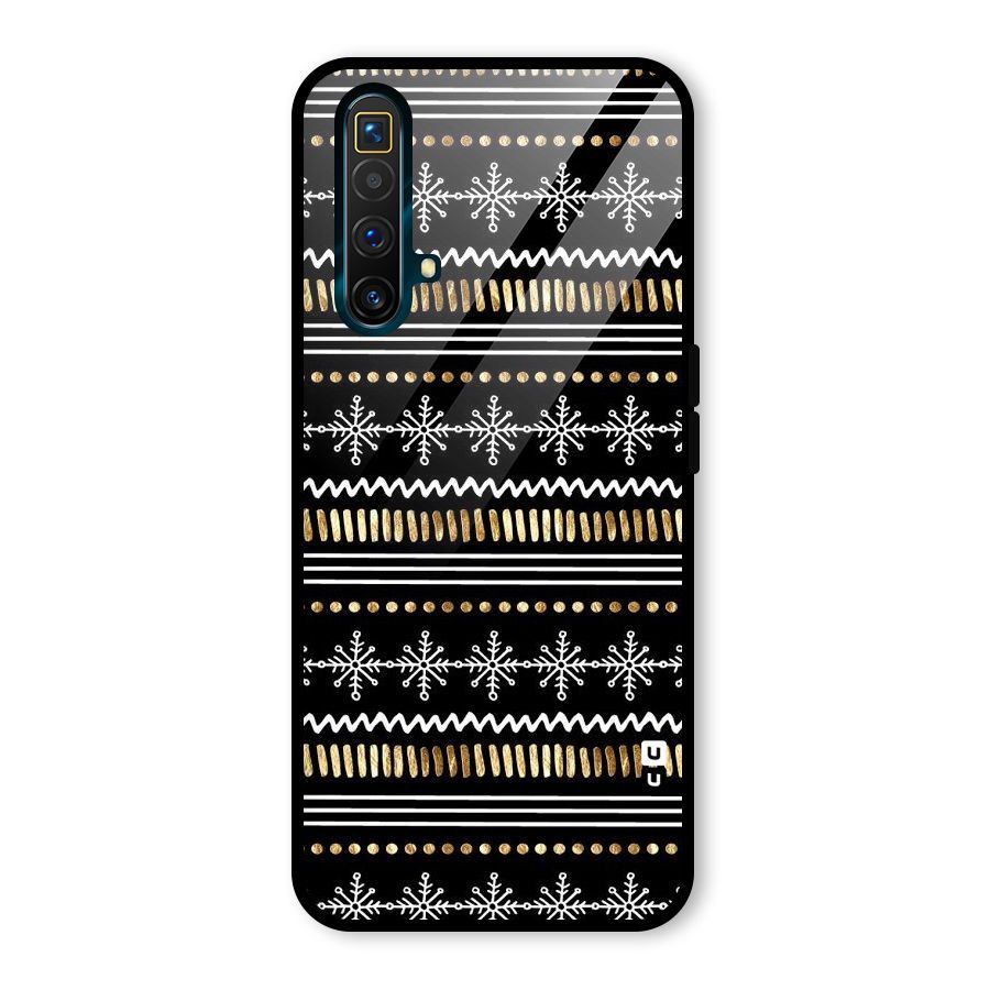 Snowflakes Gold Glass Back Case for Realme X3 SuperZoom