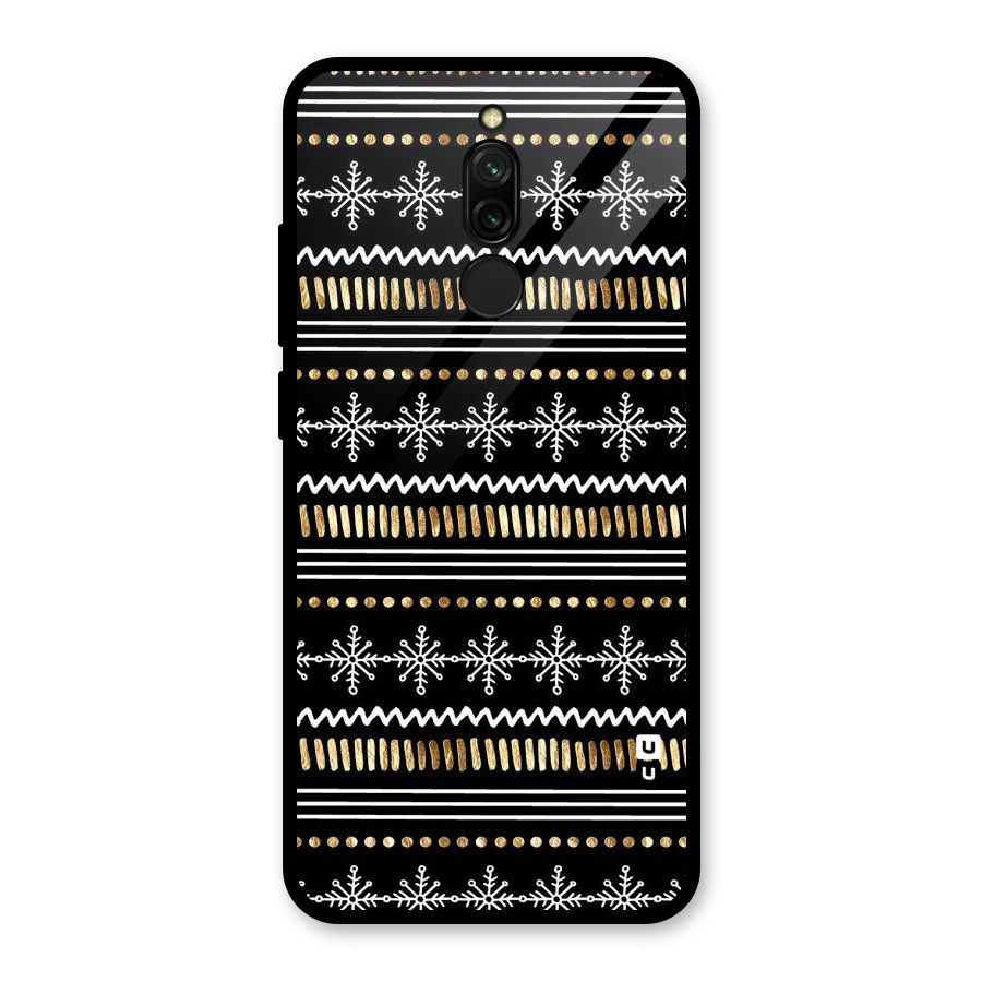 Snowflakes Gold Glass Back Case for Redmi 8