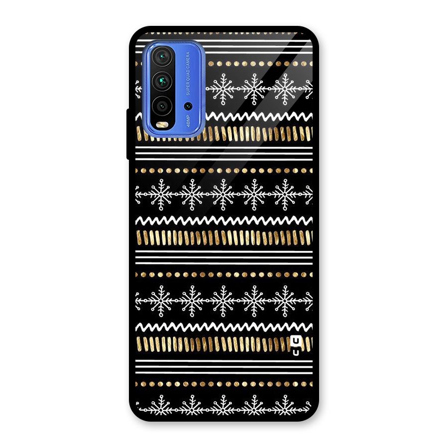 Snowflakes Gold Glass Back Case for Redmi 9 Power