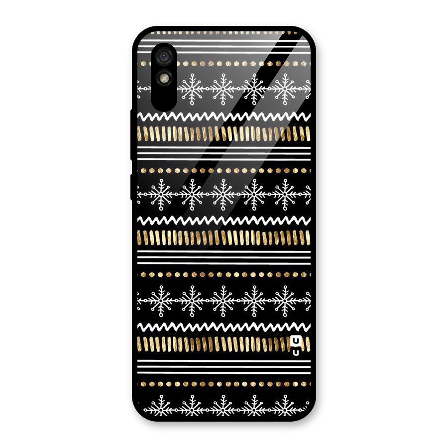 Snowflakes Gold Glass Back Case for Redmi 9i