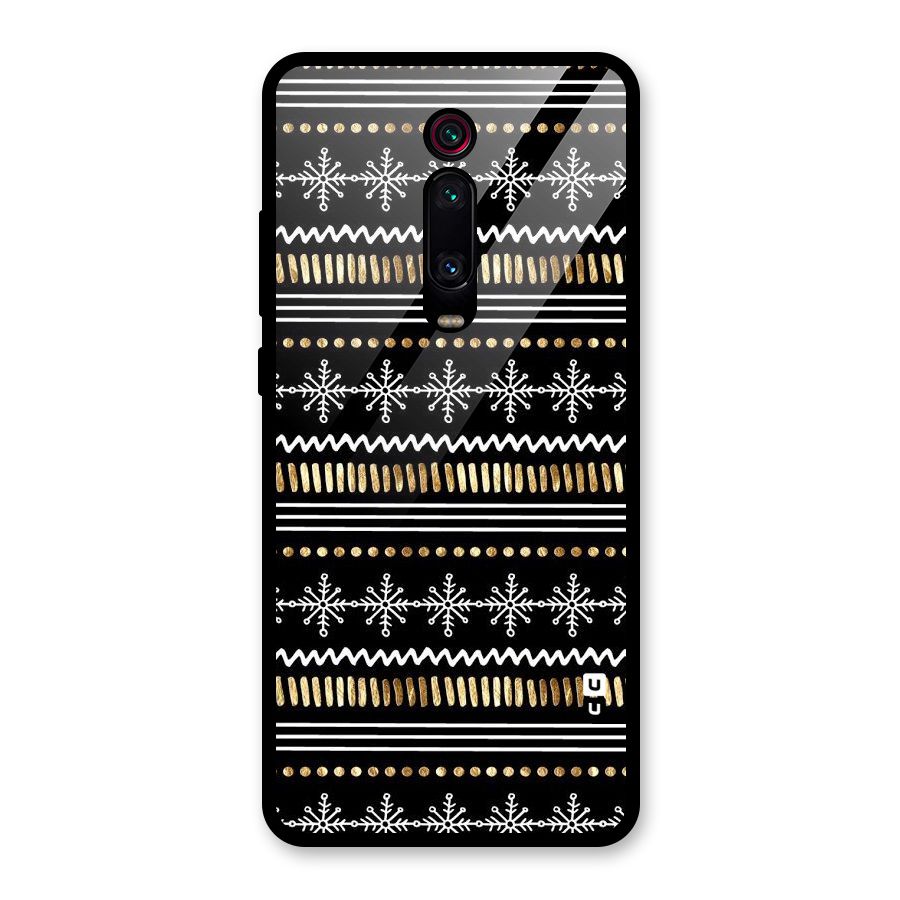 Snowflakes Gold Glass Back Case for Redmi K20 Pro