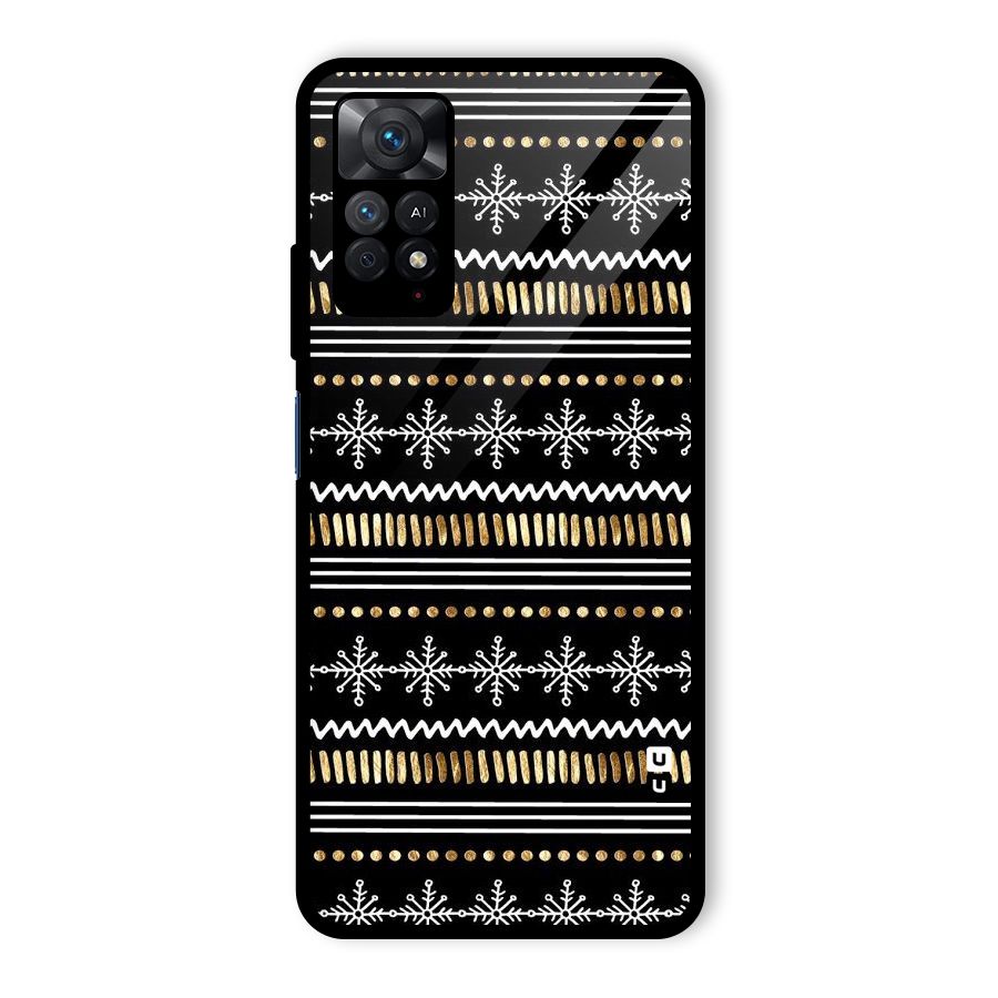 Snowflakes Gold Glass Back Case for Redmi Note 11 Pro