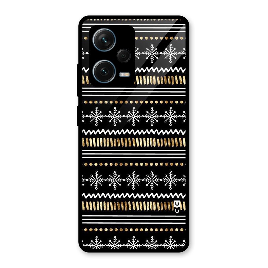 Snowflakes Gold Glass Back Case for Redmi Note 12 Pro Plus 5G