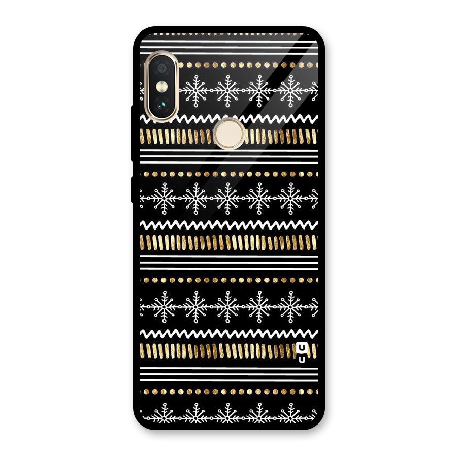 Snowflakes Gold Glass Back Case for Redmi Note 5 Pro