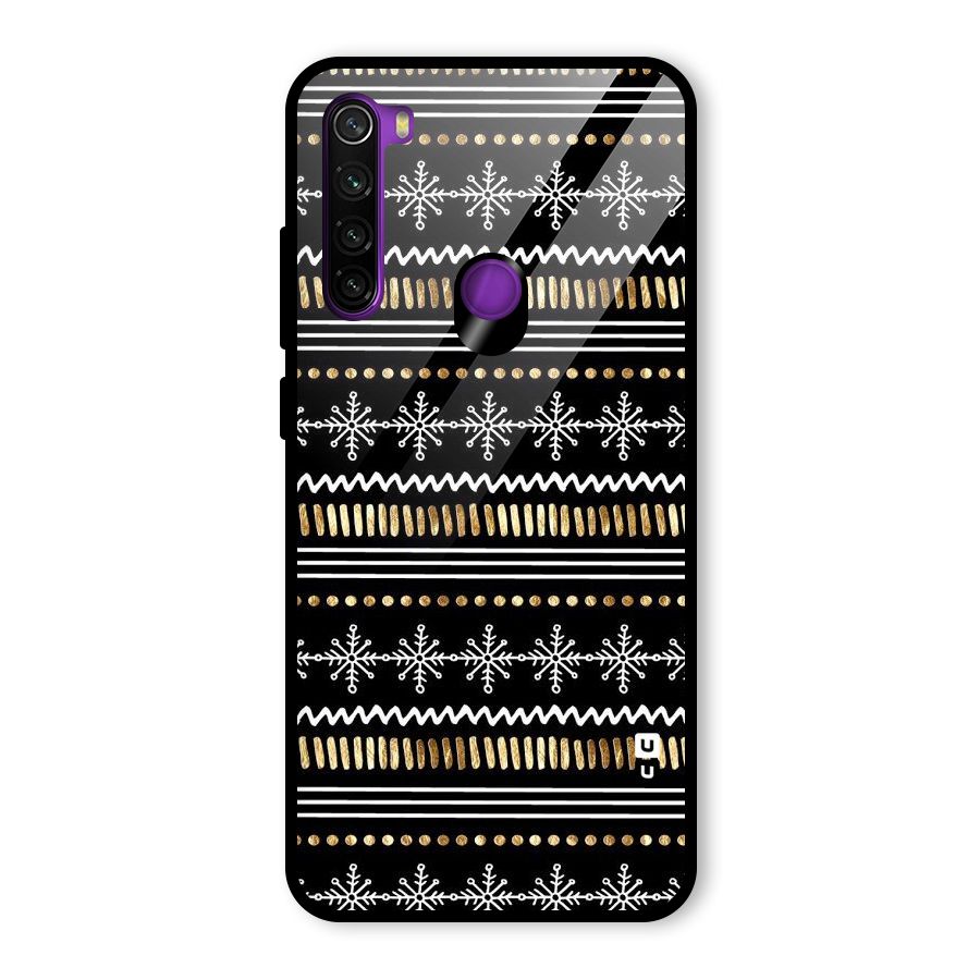 Snowflakes Gold Glass Back Case for Redmi Note 8