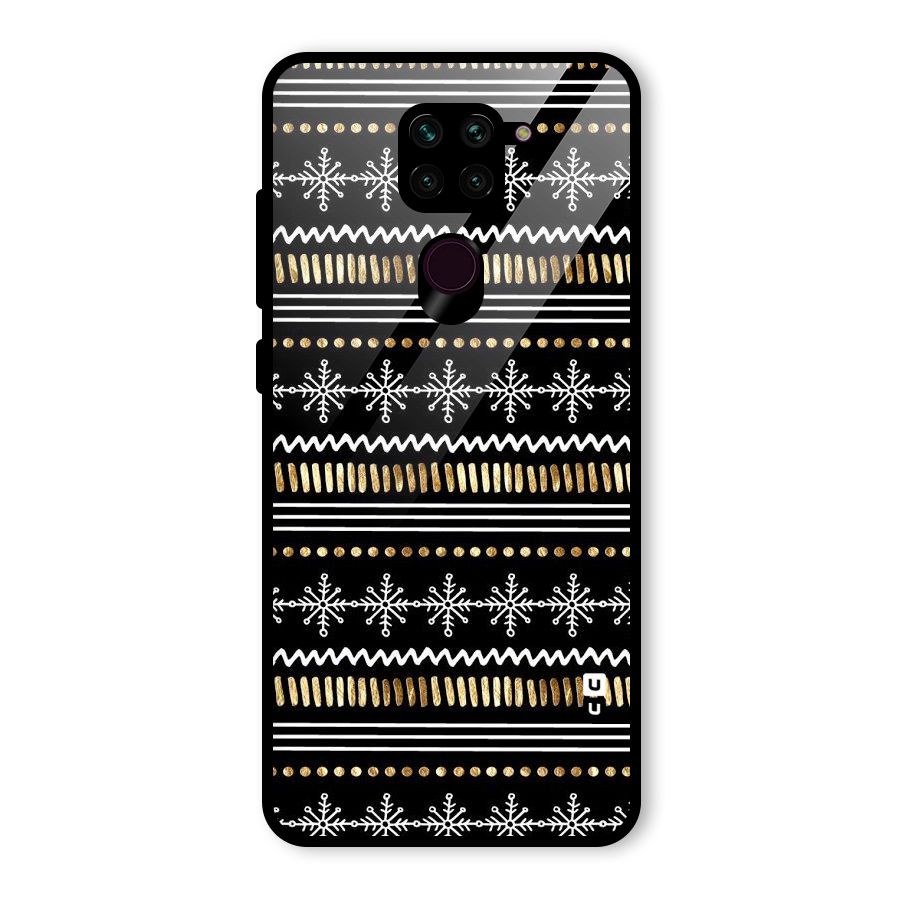 Snowflakes Gold Glass Back Case for Redmi Note 9