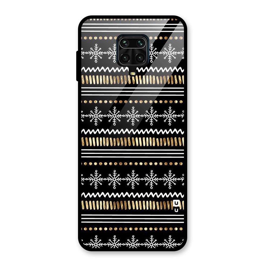 Snowflakes Gold Glass Back Case for Redmi Note 9 Pro