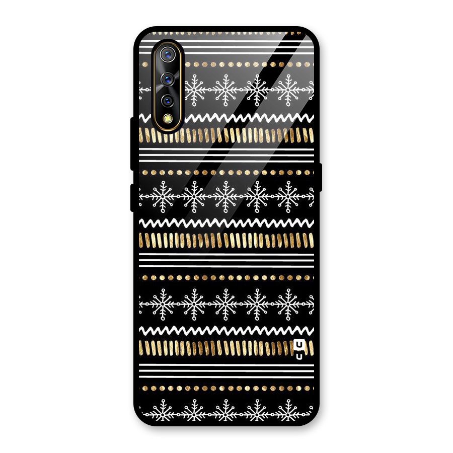Snowflakes Gold Glass Back Case for Vivo S1