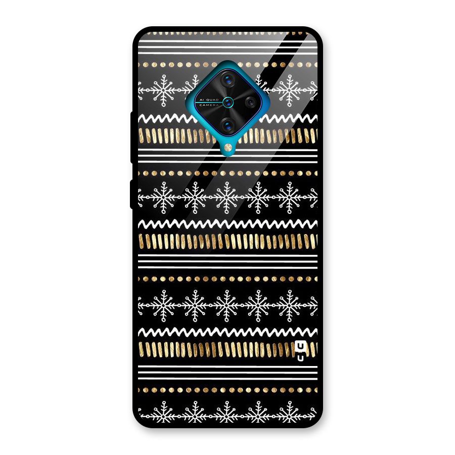 Snowflakes Gold Glass Back Case for Vivo S1 Pro