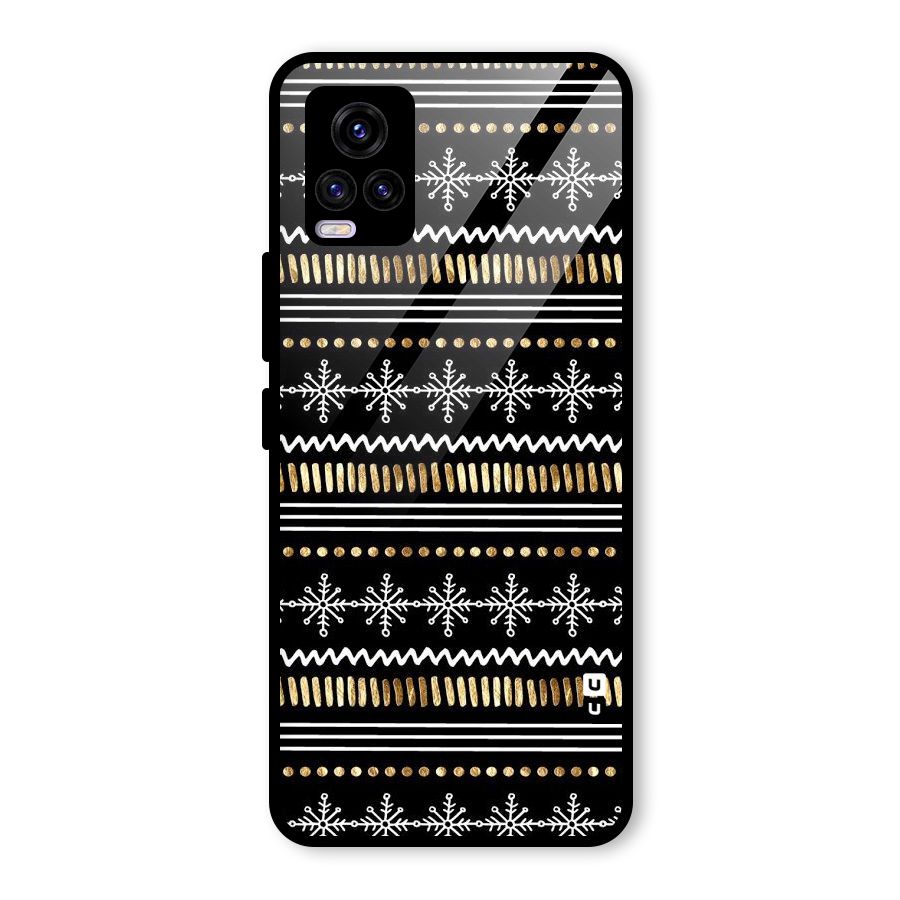 Snowflakes Gold Glass Back Case for Vivo V20
