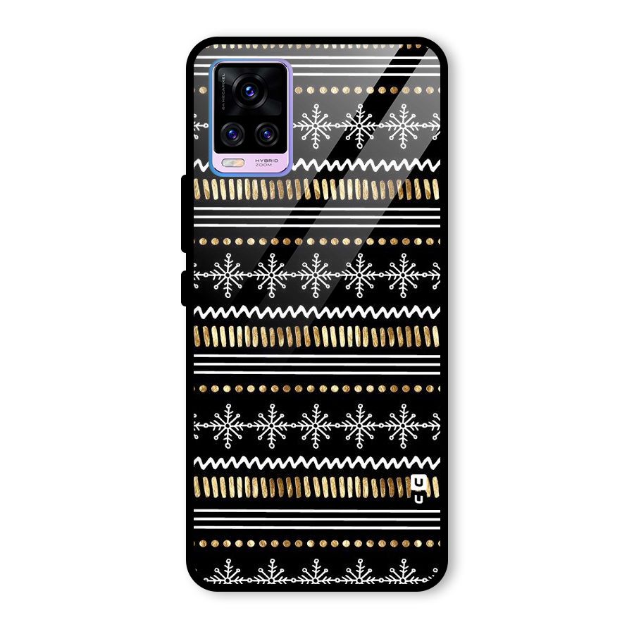 Snowflakes Gold Glass Back Case for Vivo V20 Pro