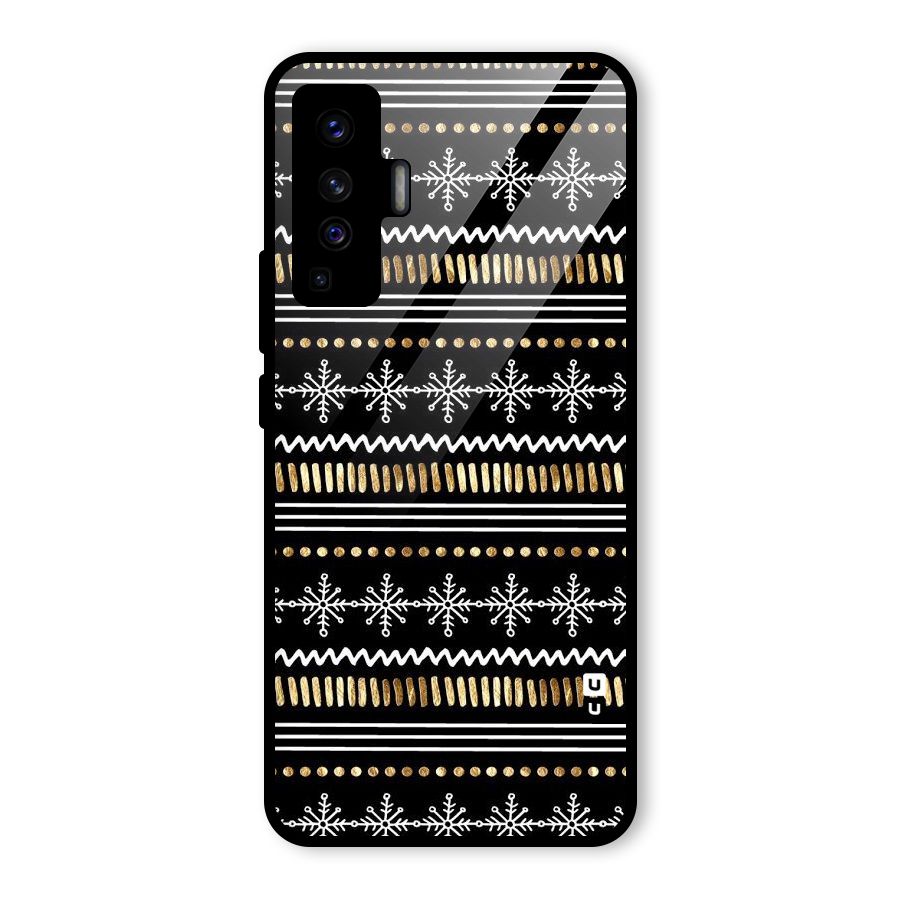 Snowflakes Gold Glass Back Case for Vivo X50