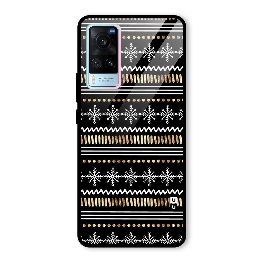 Snowflakes Gold Glass Back Case for Vivo X60
