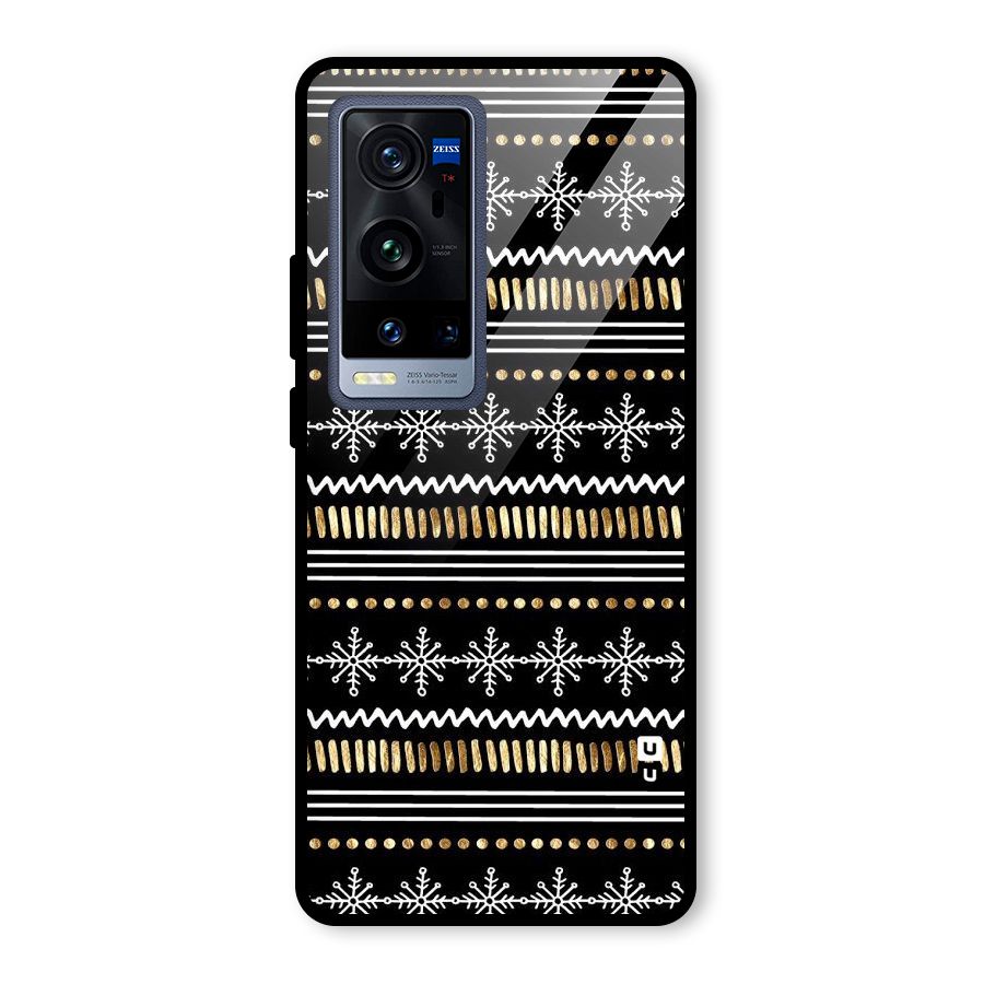 Snowflakes Gold Glass Back Case for Vivo X60 Pro Plus