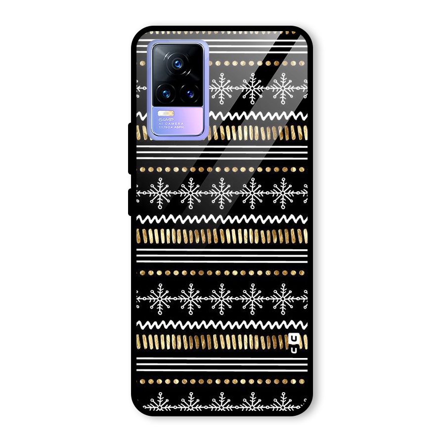 Snowflakes Gold Glass Back Case for Vivo Y73