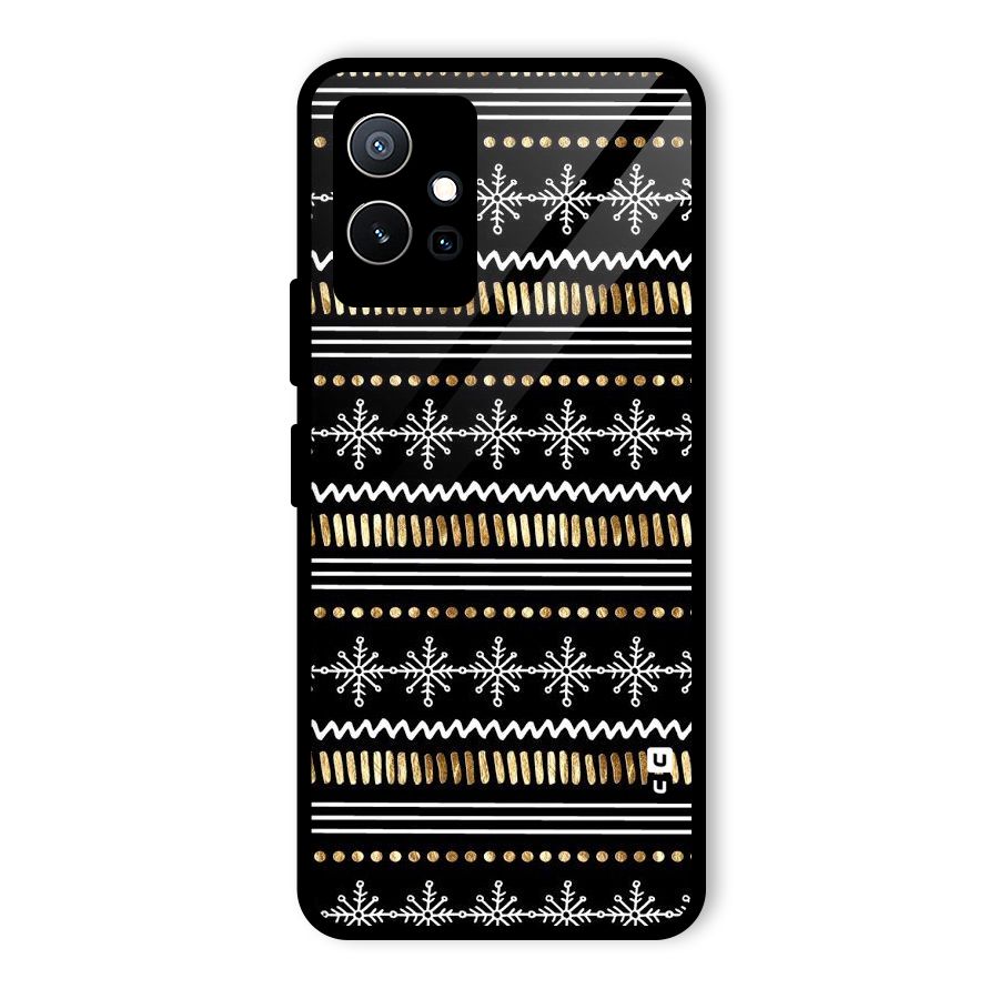 Snowflakes Gold Glass Back Case for Vivo Y75 5G