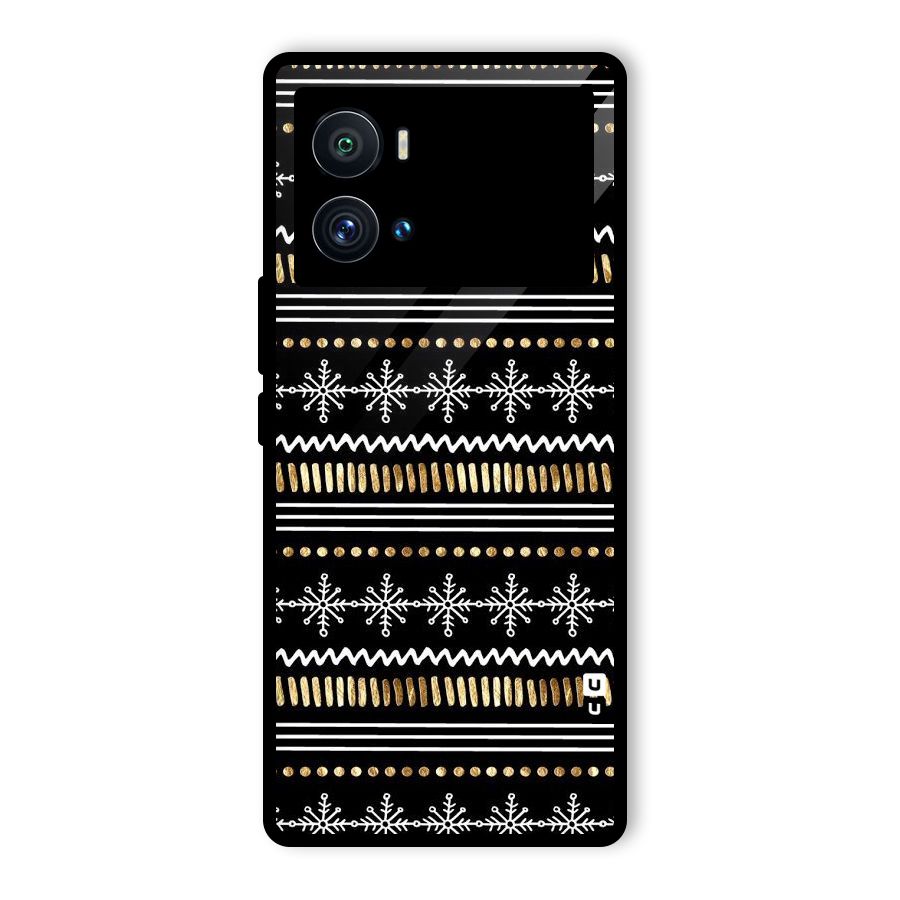 Snowflakes Gold Glass Back Case for Vivo iQOO 9 Pro