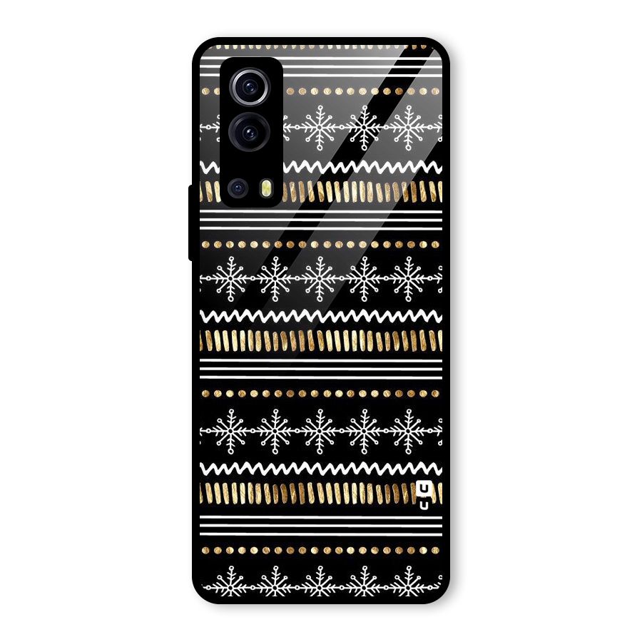 Snowflakes Gold Glass Back Case for Vivo iQOO Z3