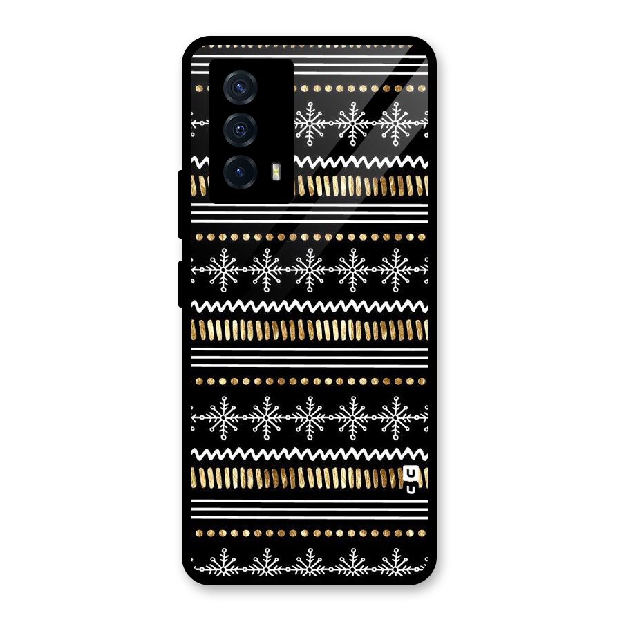 Snowflakes Gold Glass Back Case for Vivo iQOO Z5