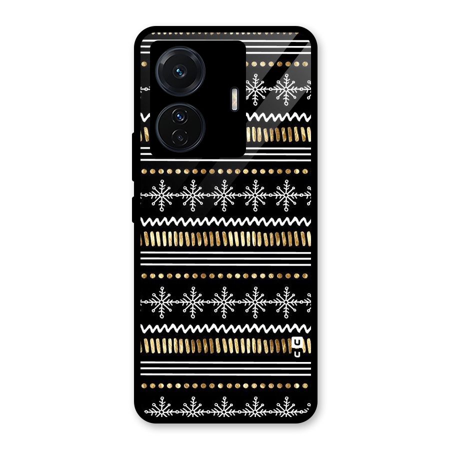 Snowflakes Gold Glass Back Case for Vivo iQOO Z6 Pro