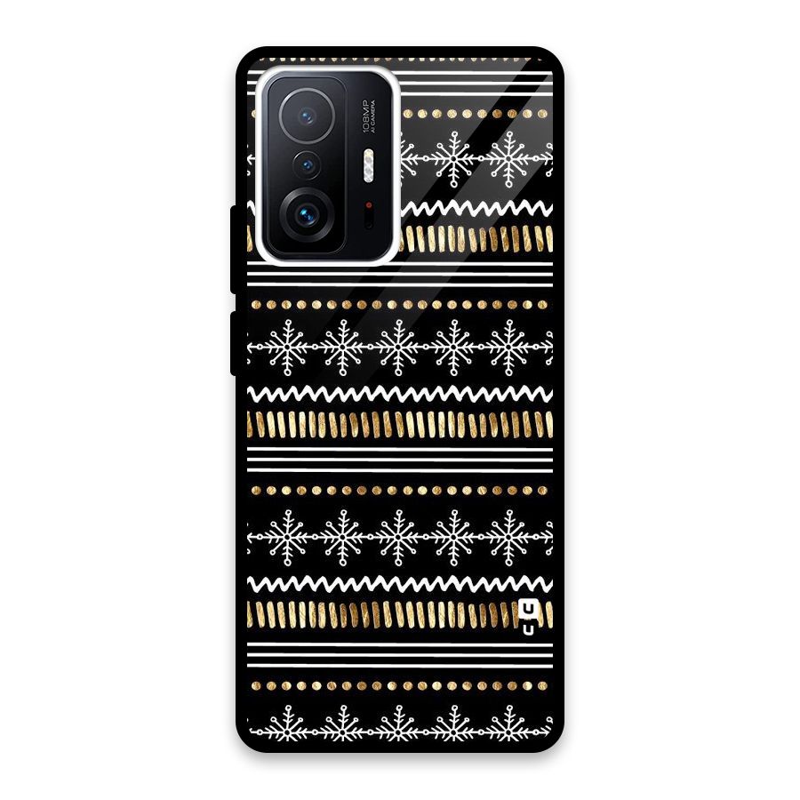 Snowflakes Gold Glass Back Case for Xiaomi 11T Pro