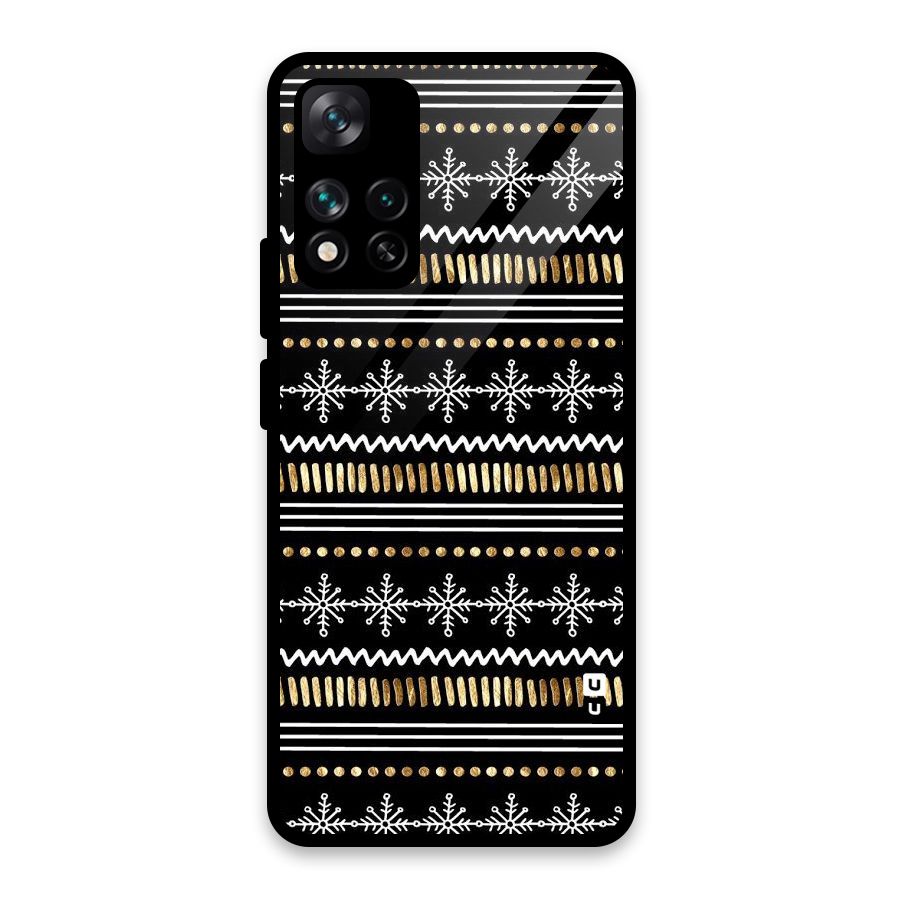 Snowflakes Gold Glass Back Case for Xiaomi 11i HyperCharge 5G
