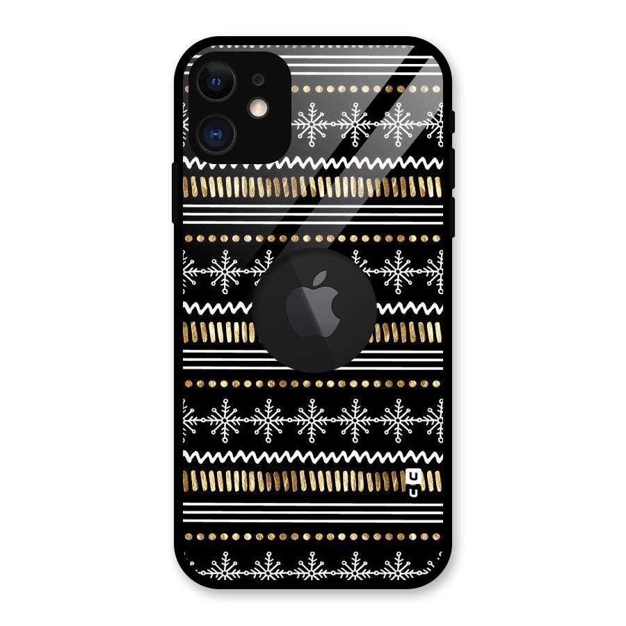 Snowflakes Gold Glass Back Case for iPhone 11 Logo Cut