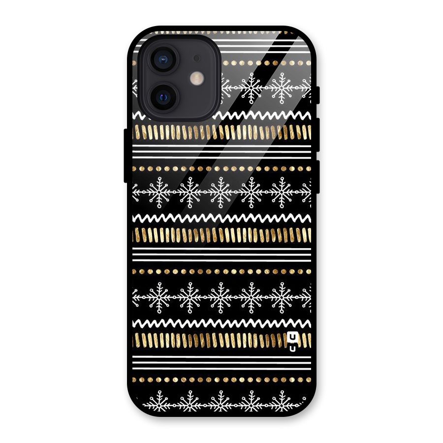 Snowflakes Gold Glass Back Case for iPhone 12