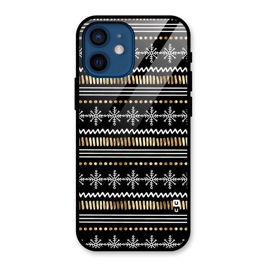 Snowflakes Gold Glass Back Case for iPhone 12 Mini