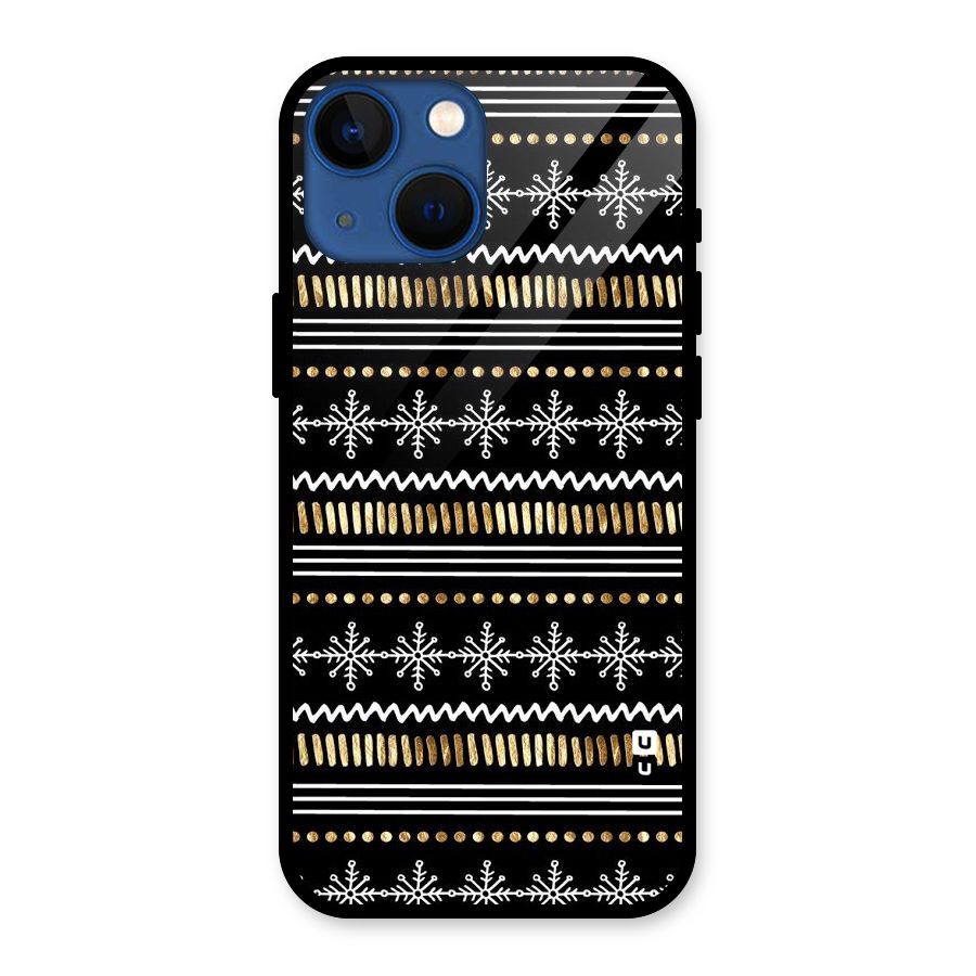 Snowflakes Gold Glass Back Case for iPhone 13 Mini