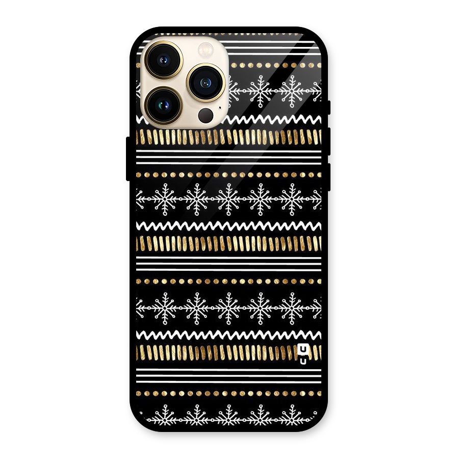 Snowflakes Gold Glass Back Case for iPhone 13 Pro Max