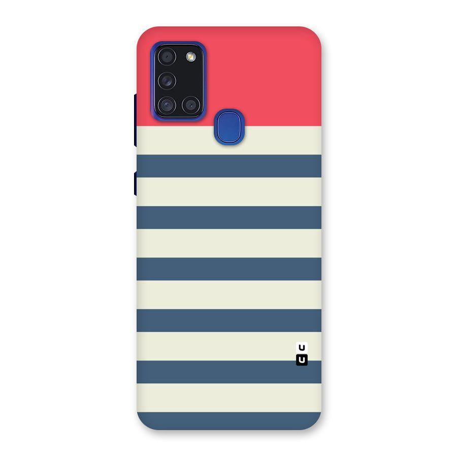 Solid Orange And Stripes Back Case for Galaxy A21s