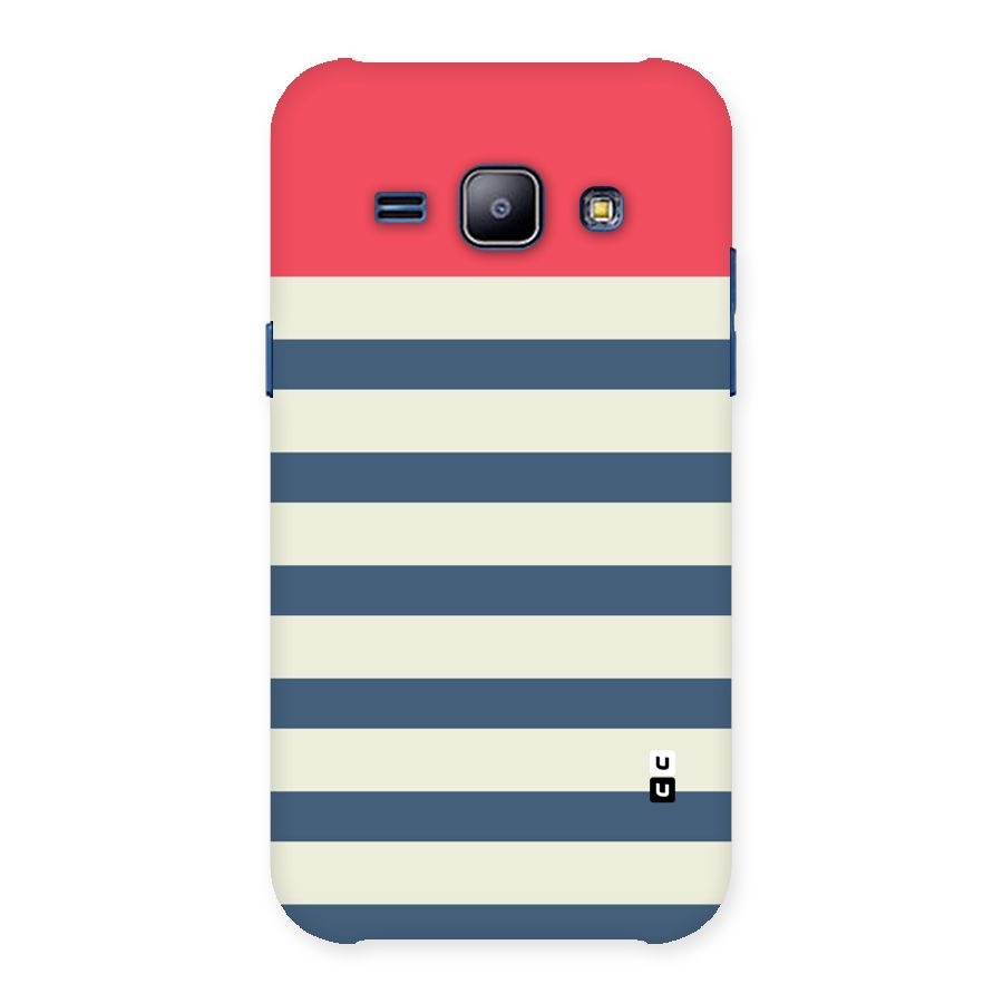 Solid Orange And Stripes Back Case for Galaxy J1