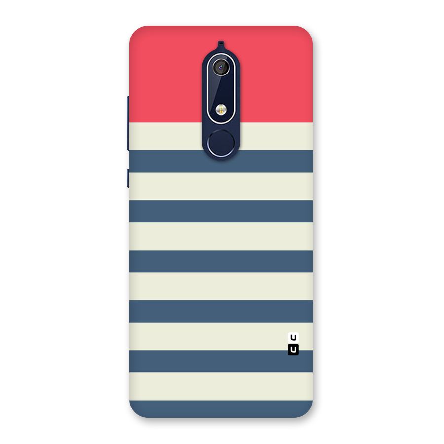 Solid Orange And Stripes Back Case for Nokia 5.1