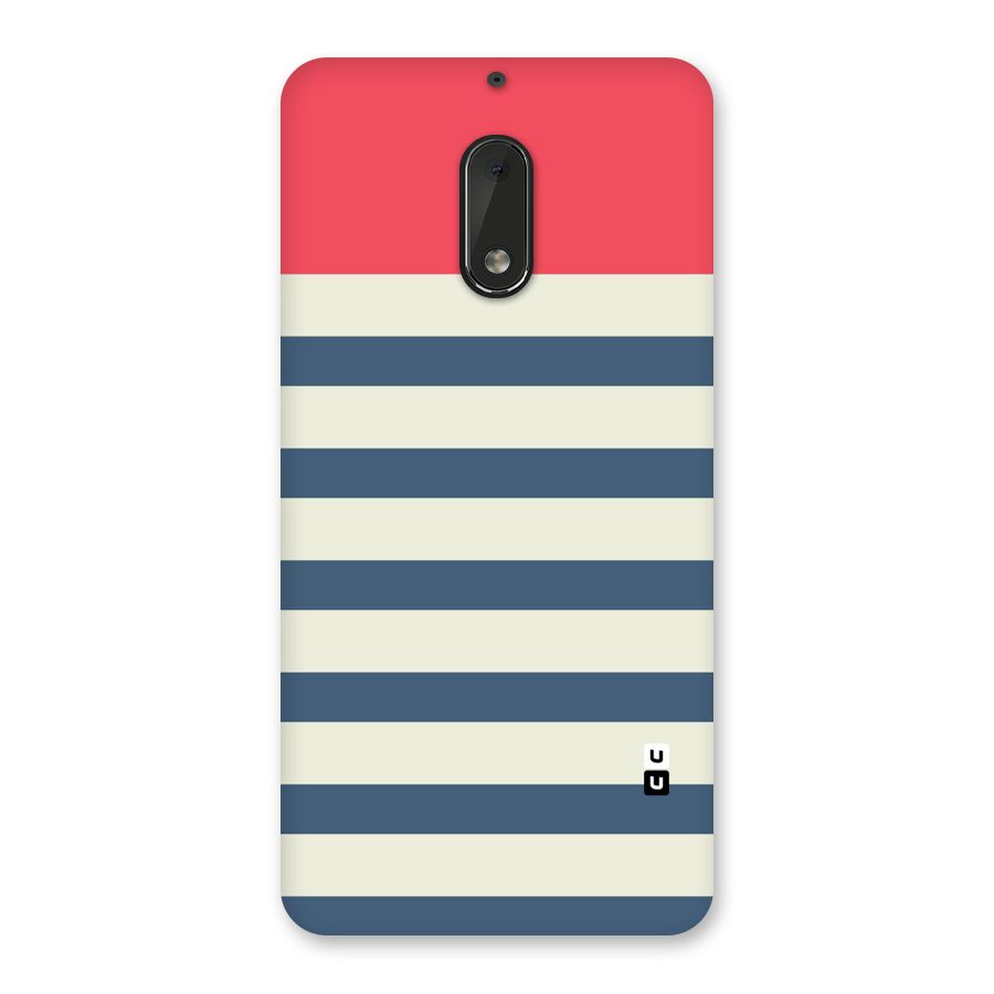 Solid Orange And Stripes Back Case for Nokia 6