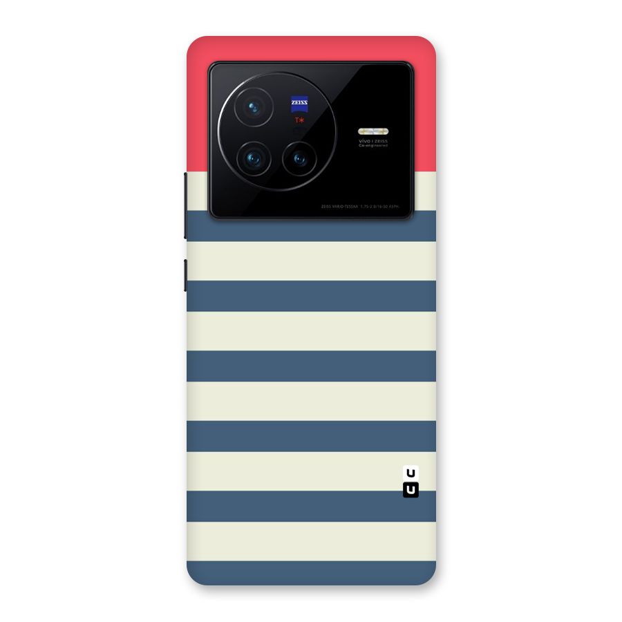 Solid Orange And Stripes Back Case for Vivo X80