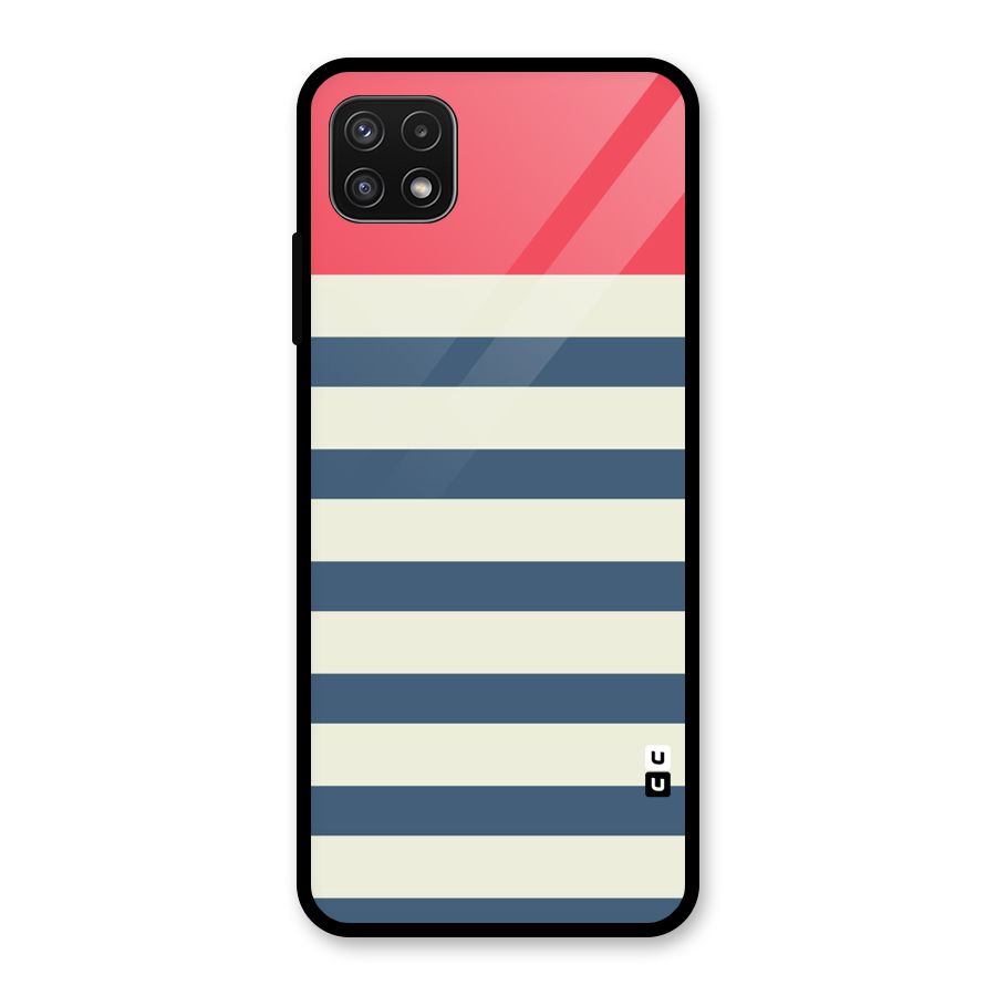 Solid Orange And Stripes Glass Back Case for Galaxy A22 5G