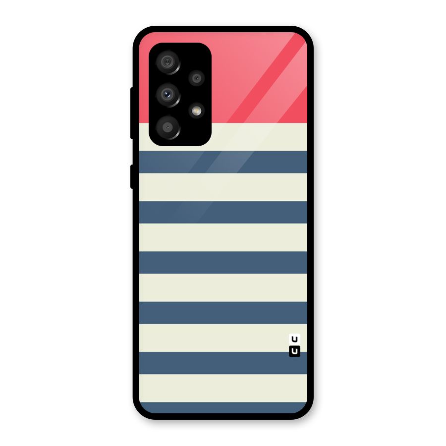 Solid Orange And Stripes Glass Back Case for Galaxy A32
