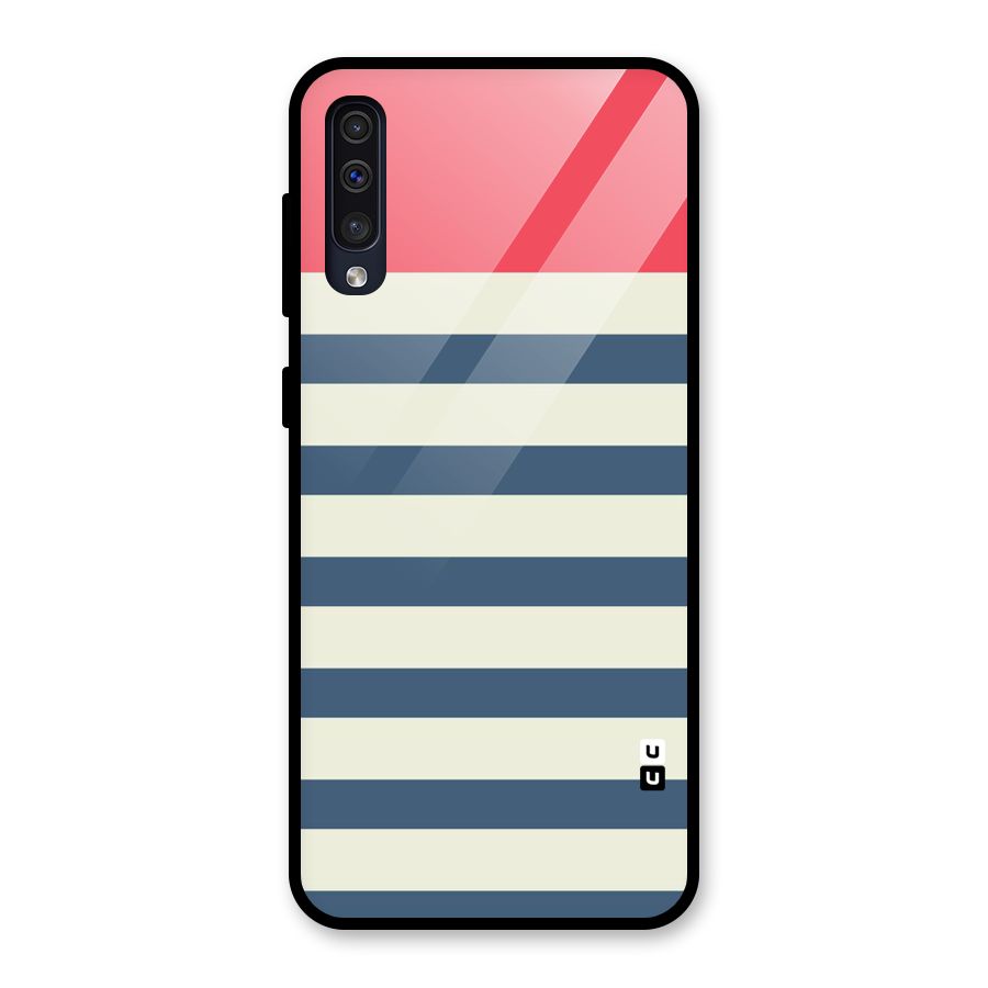 Solid Orange And Stripes Glass Back Case for Galaxy A50