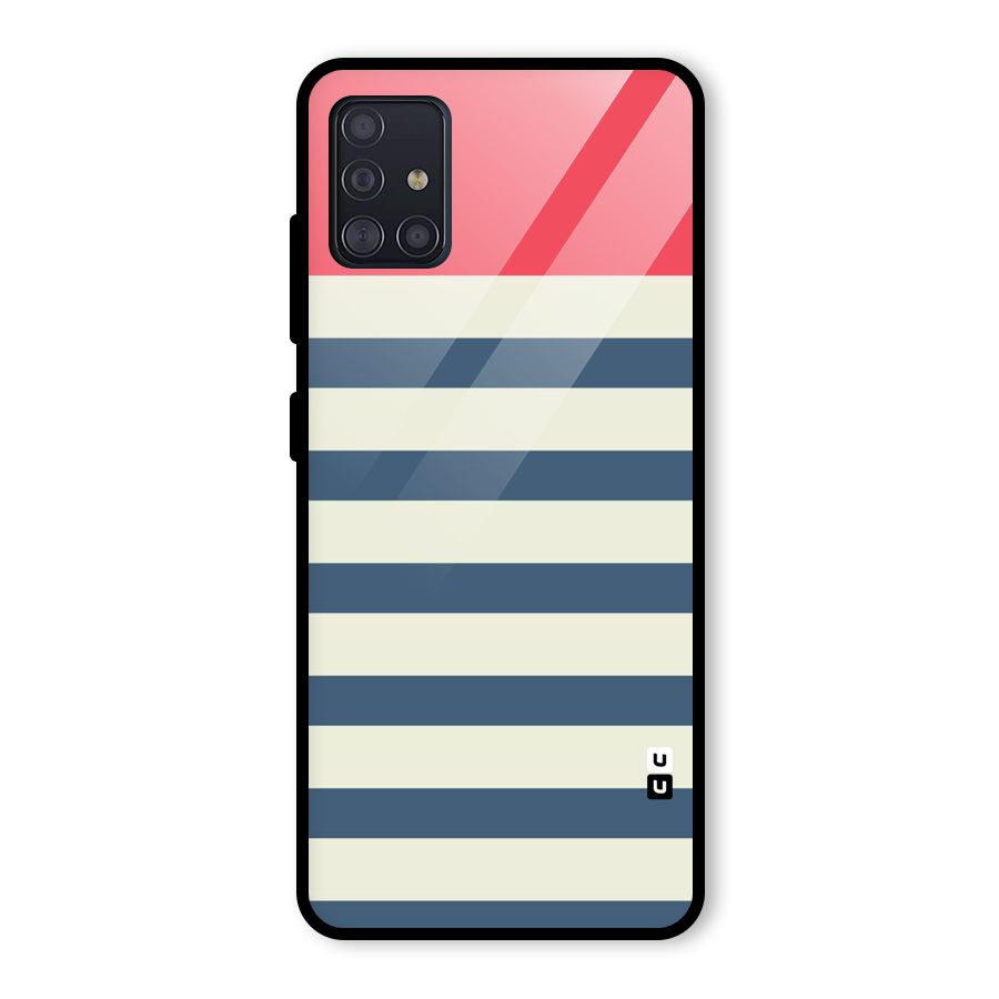 Solid Orange And Stripes Glass Back Case for Galaxy A51