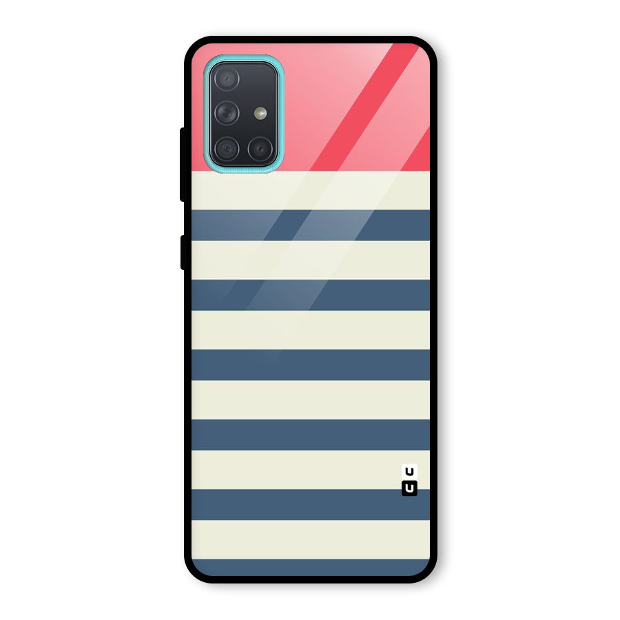 Solid Orange And Stripes Glass Back Case for Galaxy A71