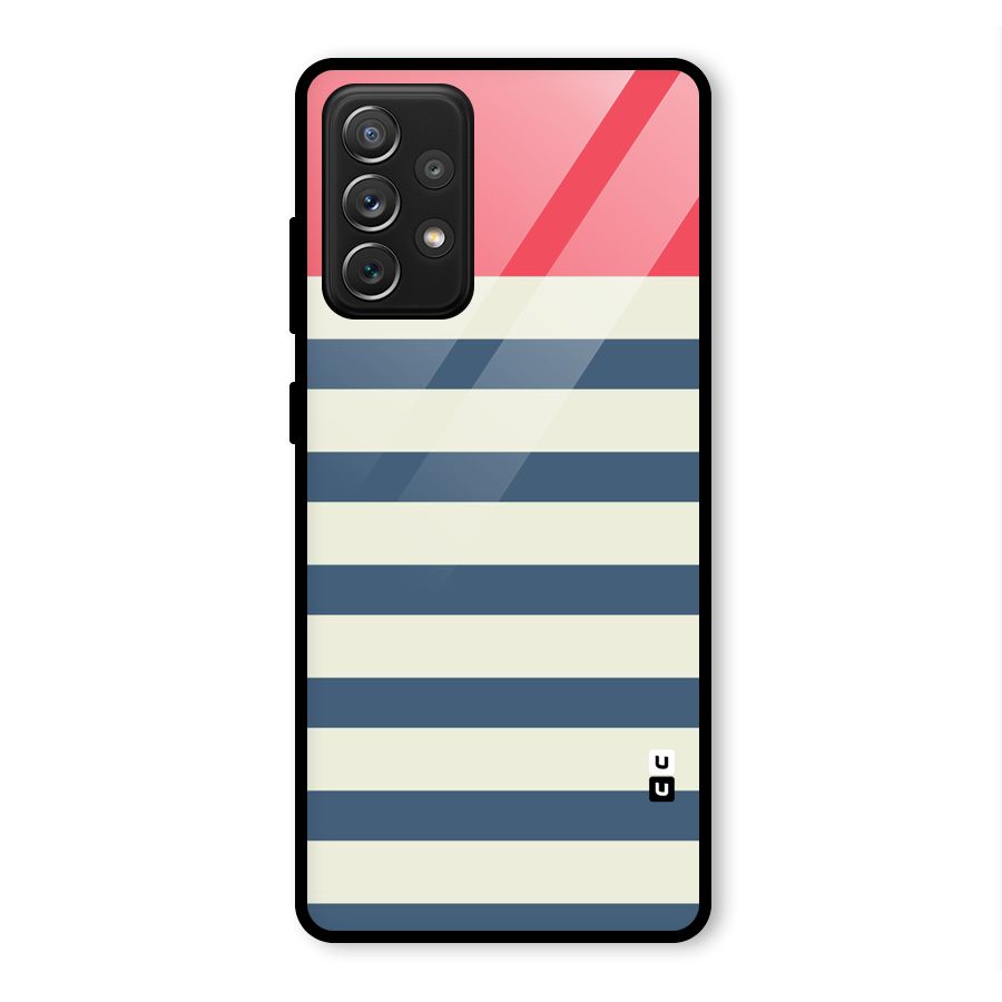 Solid Orange And Stripes Glass Back Case for Galaxy A72