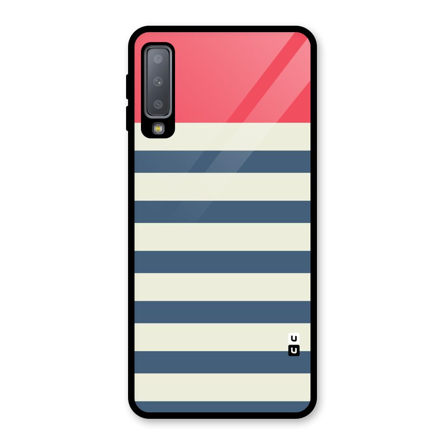 Solid Orange And Stripes Glass Back Case for Galaxy A7 (2018)