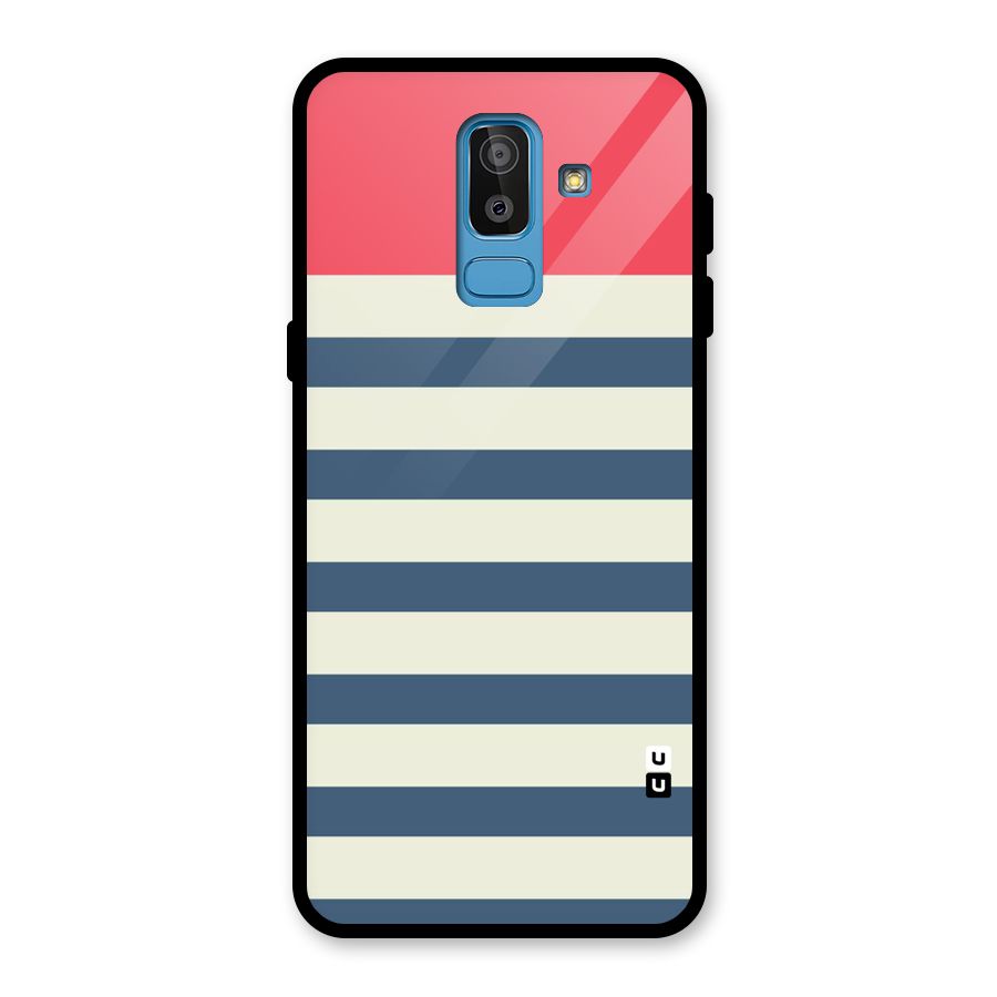 Solid Orange And Stripes Glass Back Case for Galaxy J8