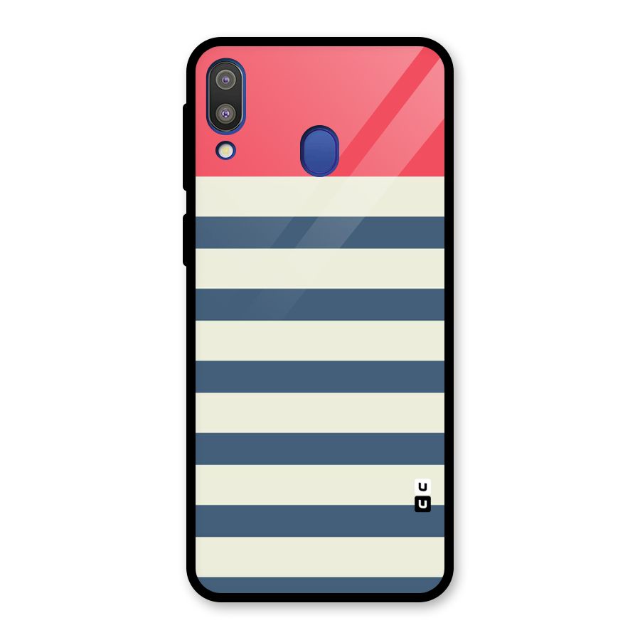 Solid Orange And Stripes Glass Back Case for Galaxy M20
