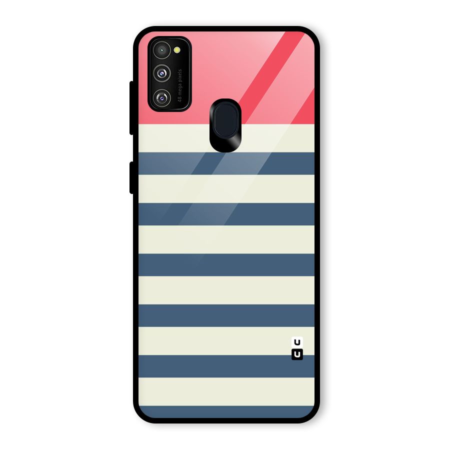 Solid Orange And Stripes Glass Back Case for Galaxy M30s